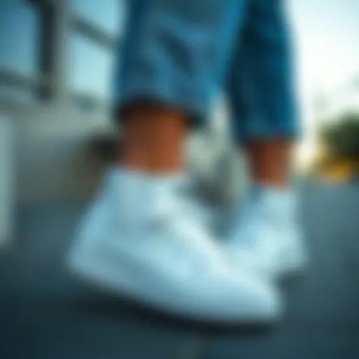 Stylish white sneakers paired with casual chic clothing