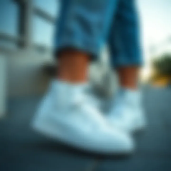 Stylish white sneakers paired with casual chic clothing