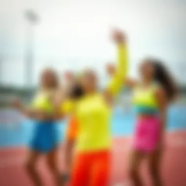 Group of girls enjoying sports in vibrant outfits