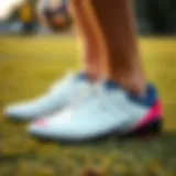 Trendy soccer cleats on a grass field