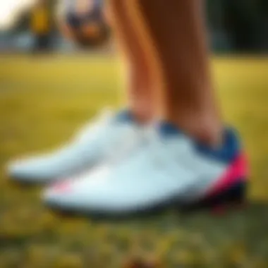 Trendy soccer cleats on a grass field