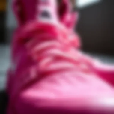 Innovative Materials of Lebron 19 Pink Shoes Close-up of the innovative materials used in Lebron 19 pink shoes