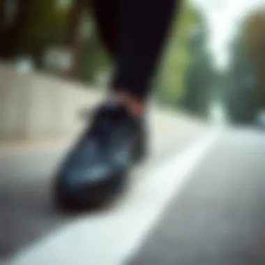 Dynamic Movement in Lotto Black Shoes User experience: Active individual wearing Lotto black shoes in motion