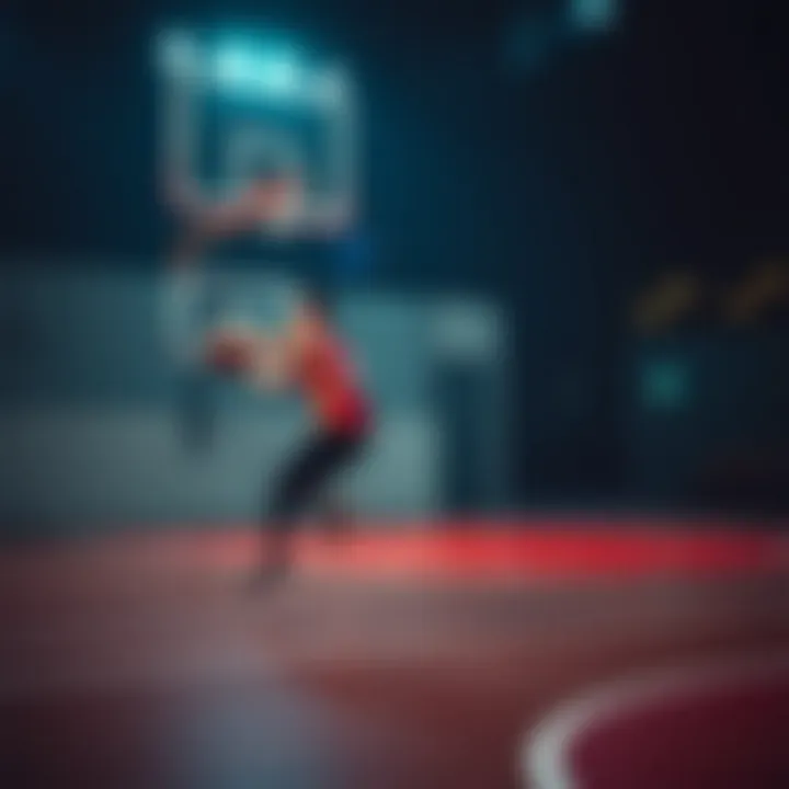 Neon basketball in action on the court