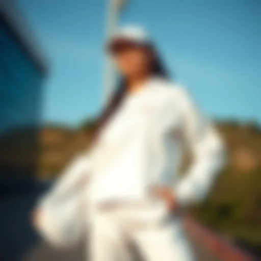 Stylish Nike White Sports Attire Stylish white outfit showcasing Nike's design excellence