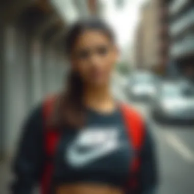 A woman showcasing athletic gear in an urban environment