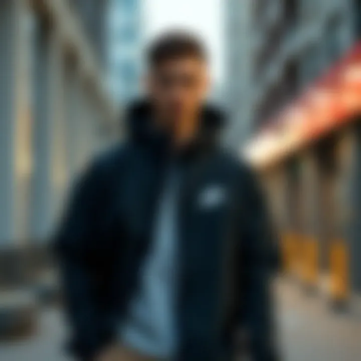 Sporting Style: Nike Drill Jacket in Urban Fashion Model wearing the Nike Drill jacket in an urban setting