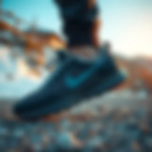 Dynamic outdoor scene showcasing the Nike Gore-Tex sports shoes in action