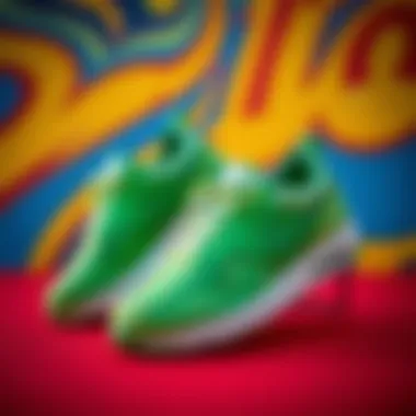 Stylish Nike green shoes showcased on a vibrant background