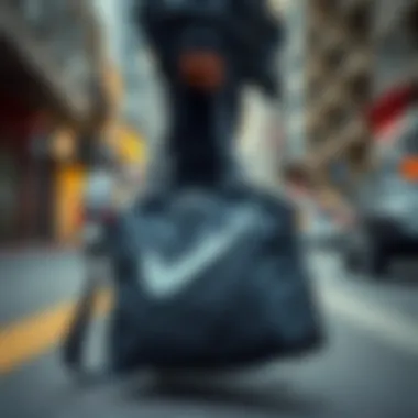 Stylish grey Nike bag in an urban setting