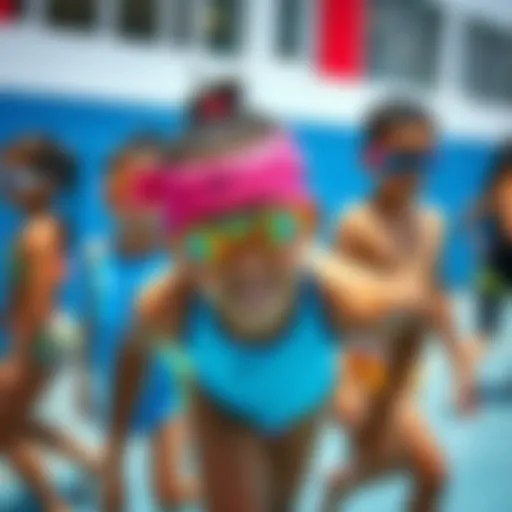 Colorful collection of Nike kids swimwear