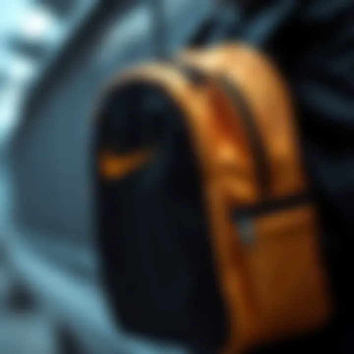 Detailed Features of Nike Mini Backpack Close-up of the Nike mini backpack features and details.