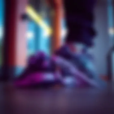 Nike purple shoes showcased in a stylish setting