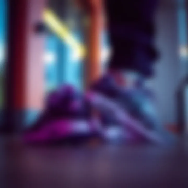 Nike purple shoes showcased in a stylish setting