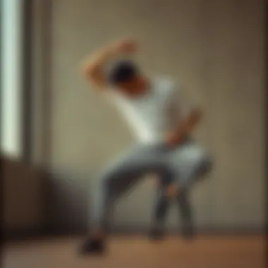 Dynamic pose demonstrating the flexibility and comfort of Nike parachute sweatpants