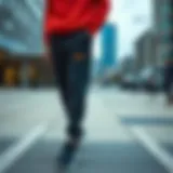 Nike Parachute Sweatpants in Urban Style Stylish Nike parachute sweatpants showcased in a modern urban setting