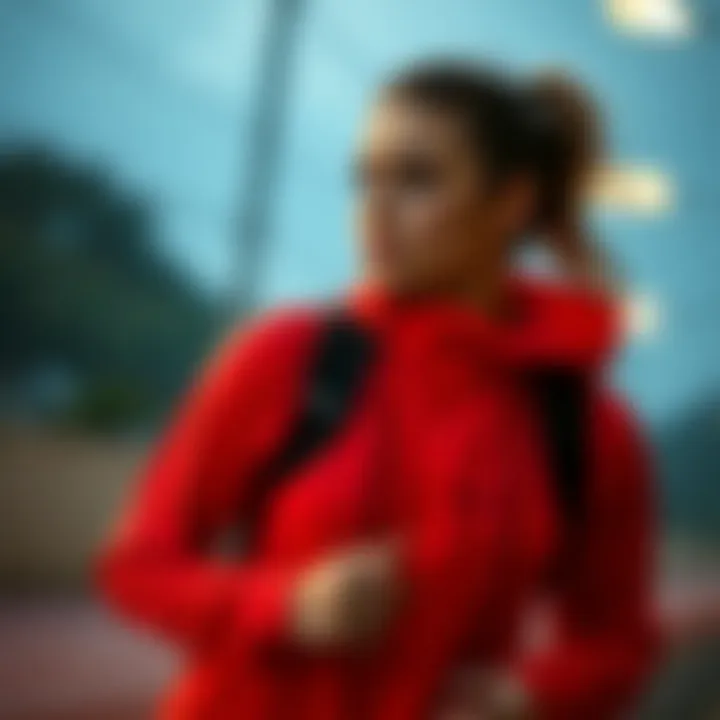 User engaging in sports while wearing Nike red tech gear