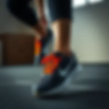 An athlete wearing Nike shoes in action during a workout session.