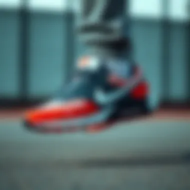 Dynamic shot of Nike sneakers in action during a workout