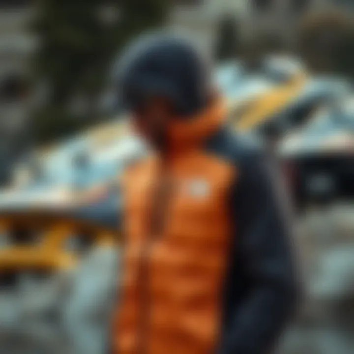 Functionality of North Face Vests Showcasing the functionality of North Face vests in an outdoor setting