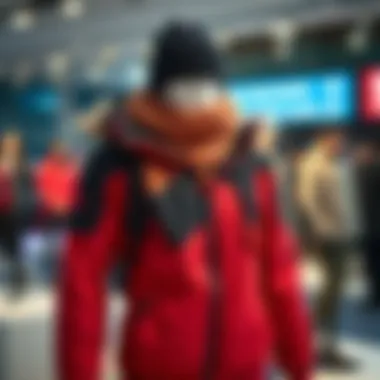 A fashion-forward polar clothing ensemble on a mannequin.