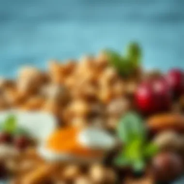 Diverse sources of protein foods including legumes, nuts, and dairy products