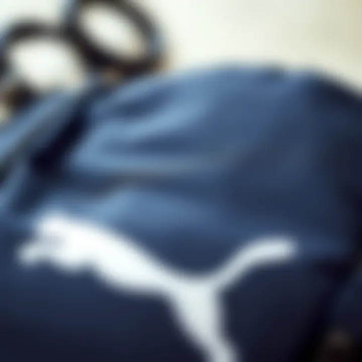 Close-up of high-quality materials used in Puma navy backpack