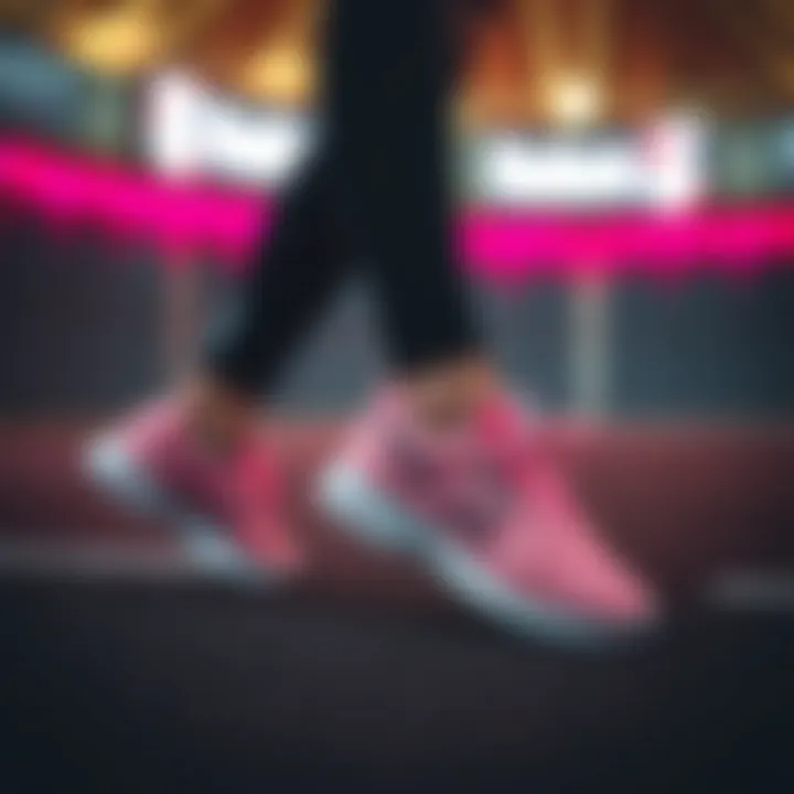 Active lifestyle scene featuring Reebok pink shoes