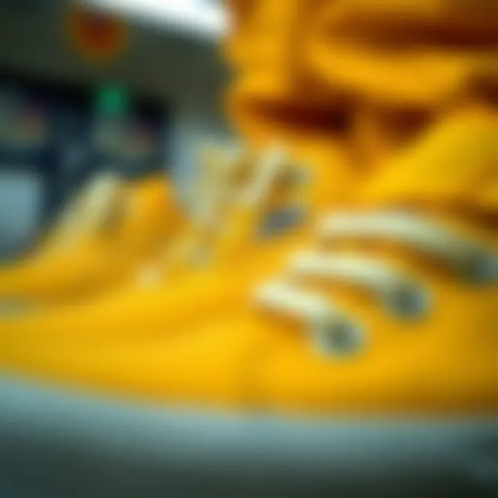 Material Excellence in Yellow Vans Close-up of yellow Vans showcasing material texture and design details