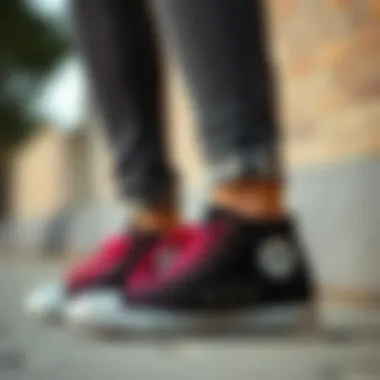 Fashionable outfit combinations featuring black high-top Converse shoes