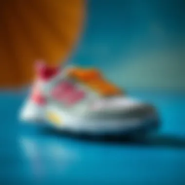 Fashion-forward sporty shoes on a vibrant background