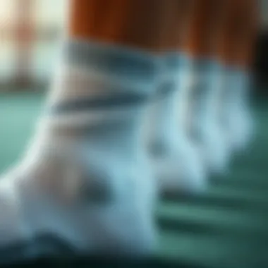 Close-up of high-performance fabric used in sports socks.