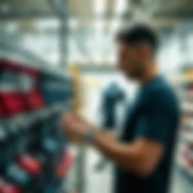 Man selecting the perfect sports socks from a collection.