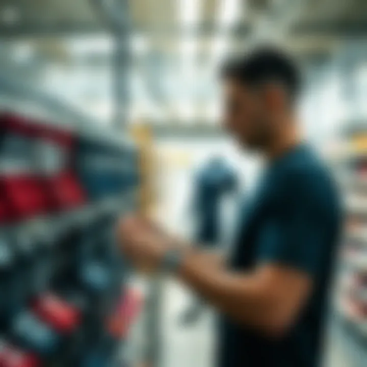 Man selecting the perfect sports socks from a collection.