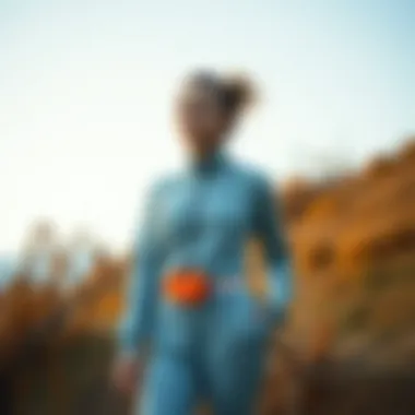 Stylish running outfit displayed in a natural setting