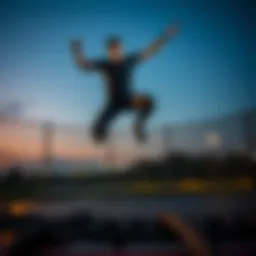 Dynamic jump on a trampoline showcasing physical fitness