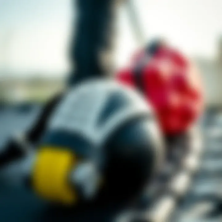 Close-up of suitable trampoline gear and equipment