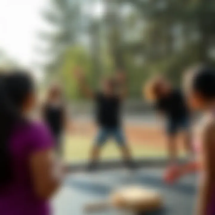 Group of friends enjoying trampoline activities together