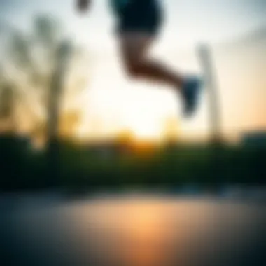 Person practicing proper trampoline jump techniques