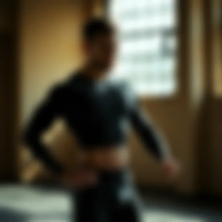 An athlete demonstrating mobility and comfort while wearing long-sleeve undergarment during a workout