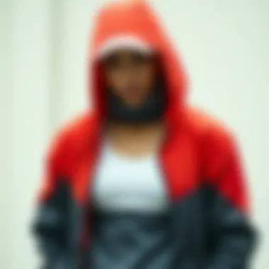 A stylish outfit combining long-sleeve undergarment with modern sportswear