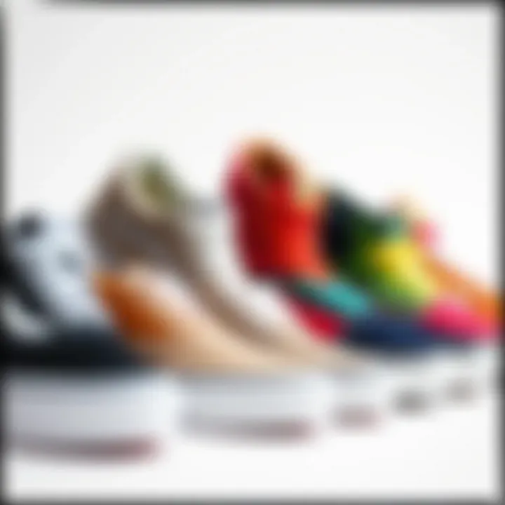 A collection of Vans shoes in various colors and styles