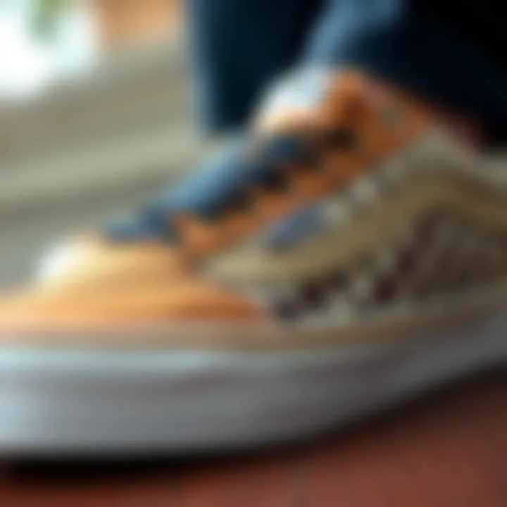 A close-up of Vans shoes highlighting unique design elements