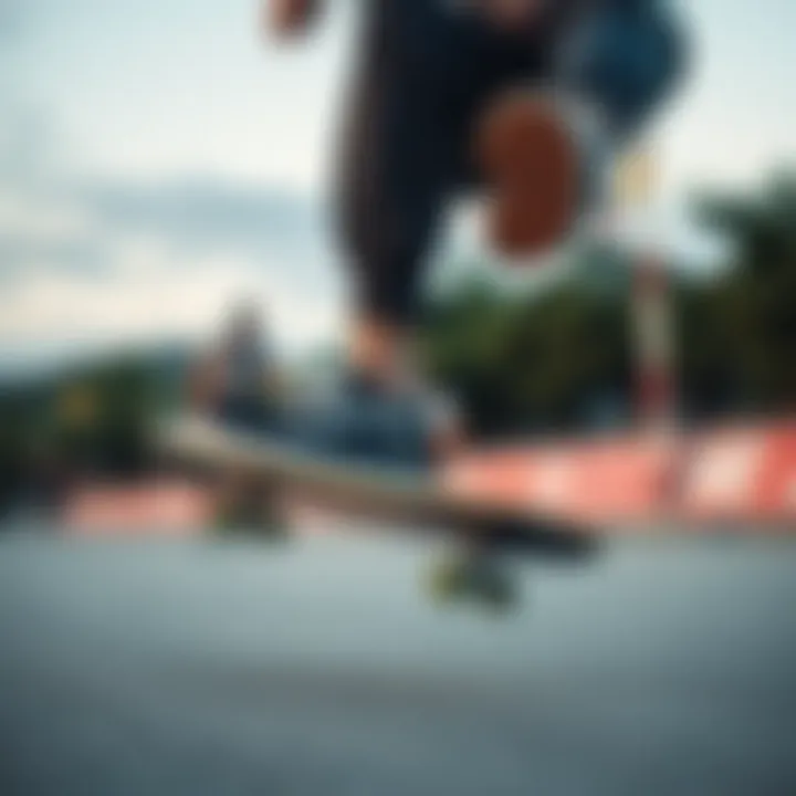 A skateboarder wearing Vans shoes performing a trick