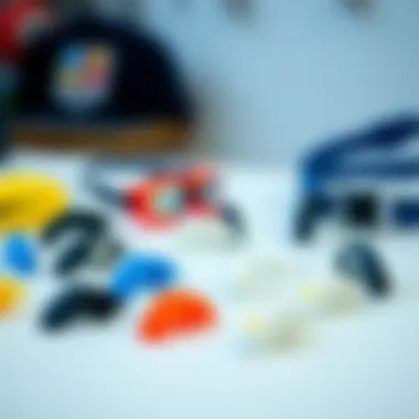 Different types of nose clips arranged on a table