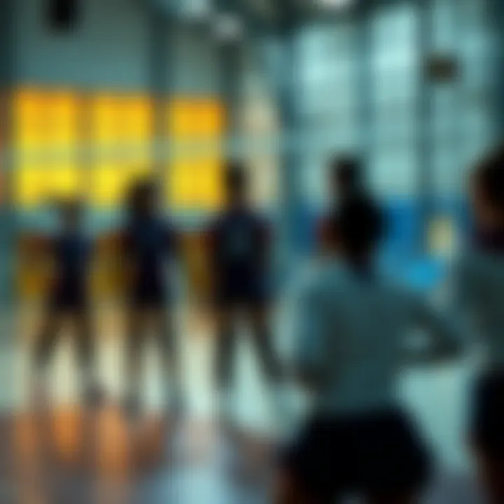 Team strategizing during a volleyball match