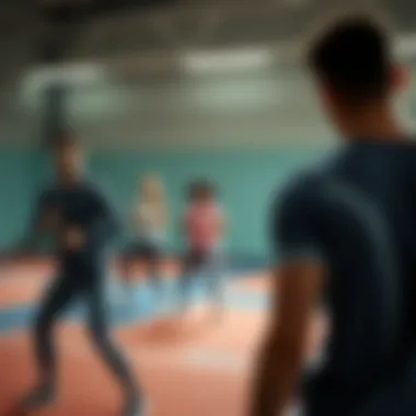 Group performing warm-up exercises