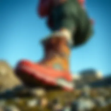 A woman pairing hiking boots with outdoor apparel